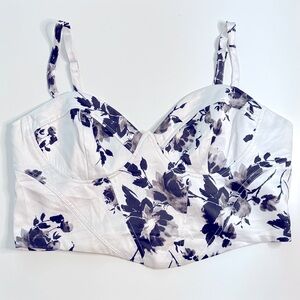 Forever 21 Black and White Floral Bustier